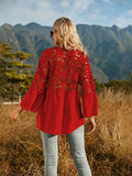 BACK TO COLLEGE   Spliced Lace Buttoned Blouse