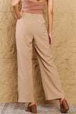 BACK TO SCHOOL    Pretty Pleased High Waist Pintuck Straight Leg Pants in Camel