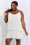 POSHOOT  Culture Code By The River Full Size Cascade Ruffle Style Cami Dress in Soft White