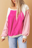 POSHOOT  fall outfits    Round Neck Dropped Shoulder Color Block Sweatshirt