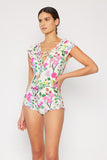 Poshoot  Marina West Swim Bring Me Flowers V-Neck One Piece Swimsuit Cherry Blossom Cream