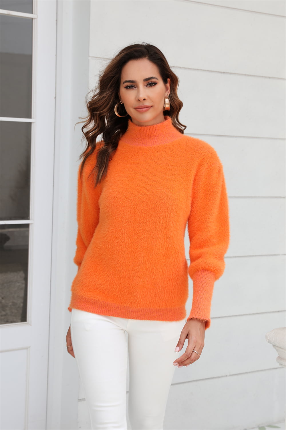 POSHOOT  AUTUMN OUTFITS    Turtle Neck Long Sleeve Pullover Sweater