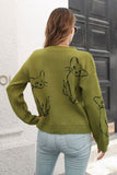 Back to school Cat Pattern Round Neck Long Sleeve Pullover Sweater
