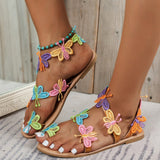 Poshoot - Brown Casual Patchwork Butterfly Round Comfortable Shoes