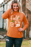 POSHOOT  fall outfits    Round Neck Long Sleeve FALL IS IN THE AIR Graphic Sweatshirt