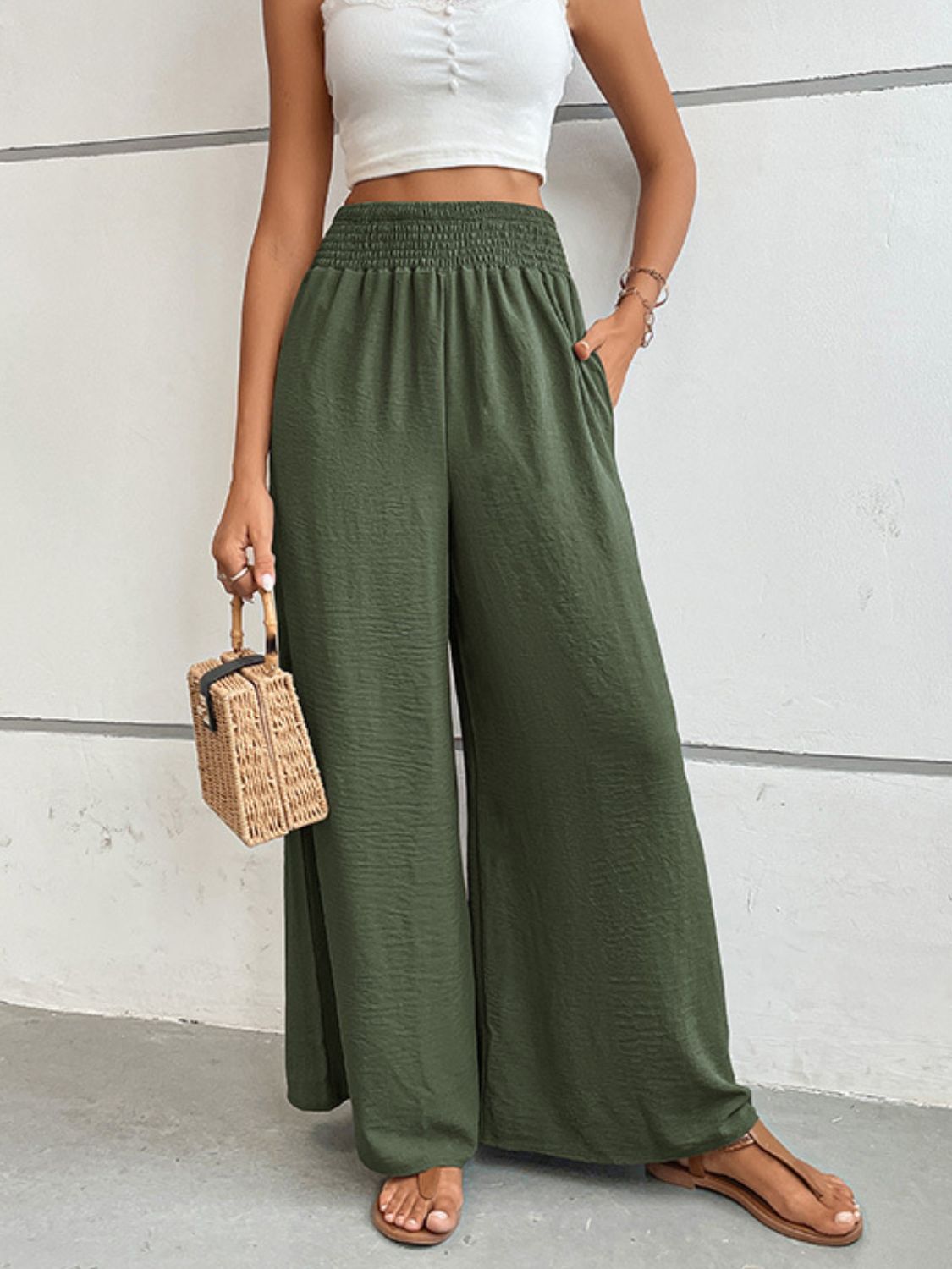 BACK TO SCHOOL    Wide Waistband Relax Fit Long Pants