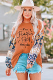 POSHOOT  AUTUMN OUTFITS      Slogan Graphic Floral Long Sleeve Top
