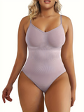 Poshoot Plus Size Casual Shapewear, Women's Plus Plain Breast Lifting Tummy Control Body Shaping Bodysuit