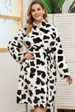 BACK TO COLLEGE   Plus Size Printed Tie Waist Robe with Pocket