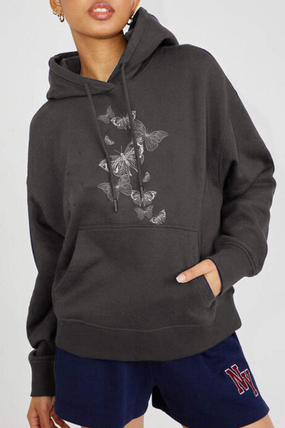 POSHOOT AUTUMN OUTFITS      Full Size Dropped Shoulder Butterfly Graphic Hoodie
