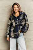 POSHOOT AUTUMN OUTFITS    Plaid Collared Neck Drop Shoulder Jacket