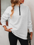 POSHOOT AUTUMN OUTFITS   Zip-Up Dropped Shoulder Sweatshirt