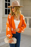 POSHOOT  AUTUMN OUTFITS     Floral Open Front Fuzzy Cardigan