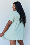 POSHOOT Ninexis Out Of Time Full Size Ruffle Hem Dress with Drawstring Waistband in Light Sage