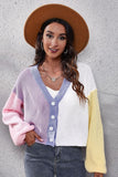 POSHOOT AUTUMN OUTFITS     Color Block Ribbed Long Sleeve Cardigan