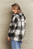 POSHOOT AUTUMN OUTFITS     Plaid Dropped Shoulder Collared Jacket