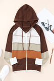 POSHOOT AUTUMN OUTFITS   Zip-Up Raglan Sleeve Openwork Hooded Cardigan