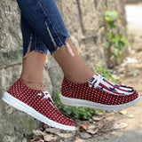 Poshoot - Red Casual Patchwork Printing Round Comfortable Shoes