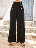 BACK TO SCHOOL   Buttoned High Waist Relax Fit Long Pants