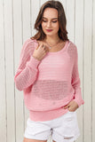 BACK TO COLLEGE   Openwork Round Neck Dropped Shoulder Knit Top