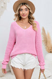 POSHOOT  AUTUMN OUTFITS    V-Neck Long Sleeve Knit Top