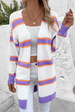 POSHOOT  fall outfits    Striped Dropped Shoulder Cardigan