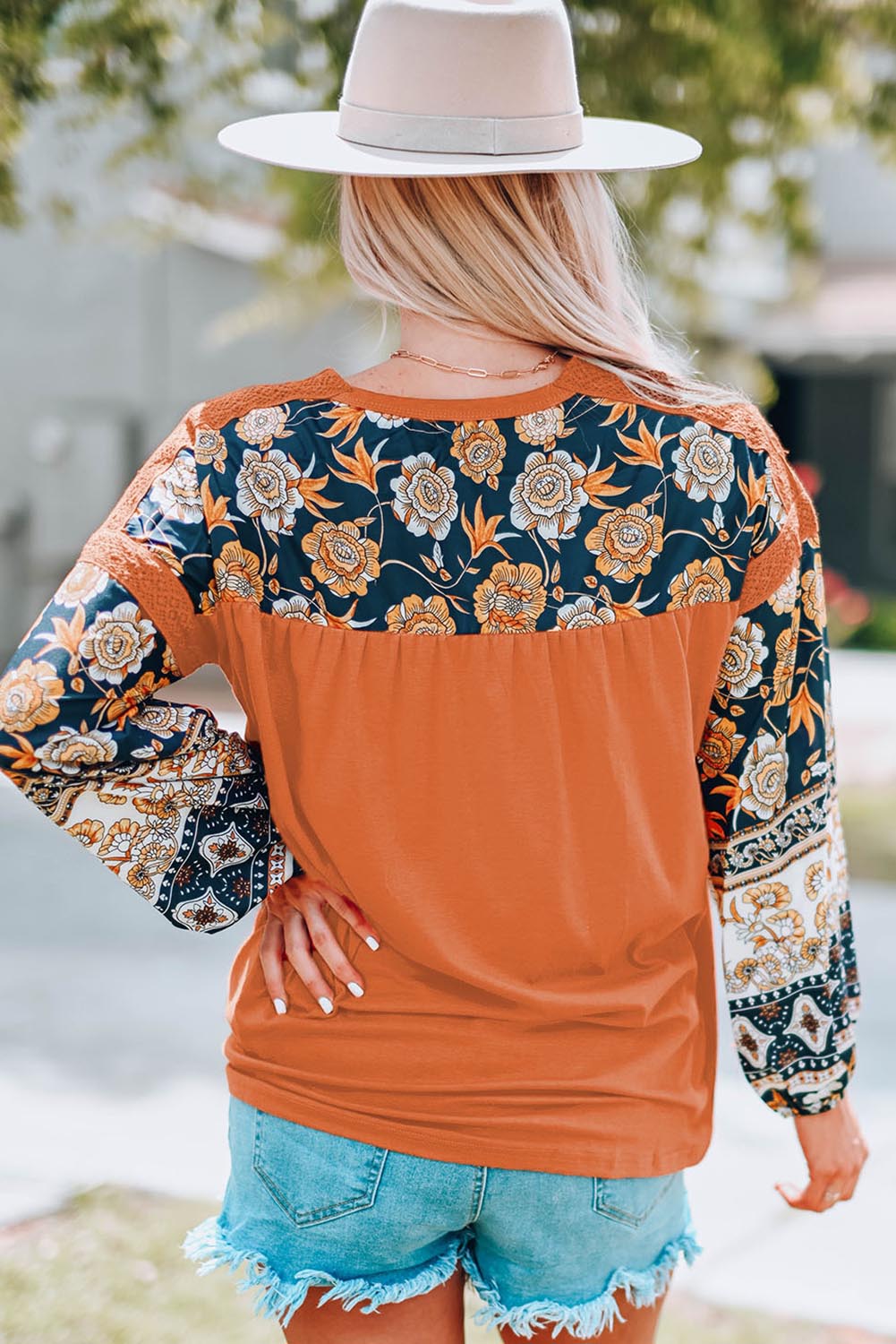 POSHOOT  AUTUMN OUTFITS      Slogan Graphic Floral Long Sleeve Top