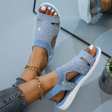 Poshoot - Black Casual Patchwork Rhinestone Round Comfortable Shoes