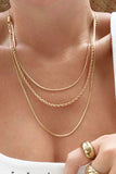Poshoot  Stainless Steel 18K Gold Pleated Triple Layer Necklace