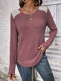 POSHOOT AUTUMN OUTFITS      Round Neck Ribbed Long Sleeve T-Shirt