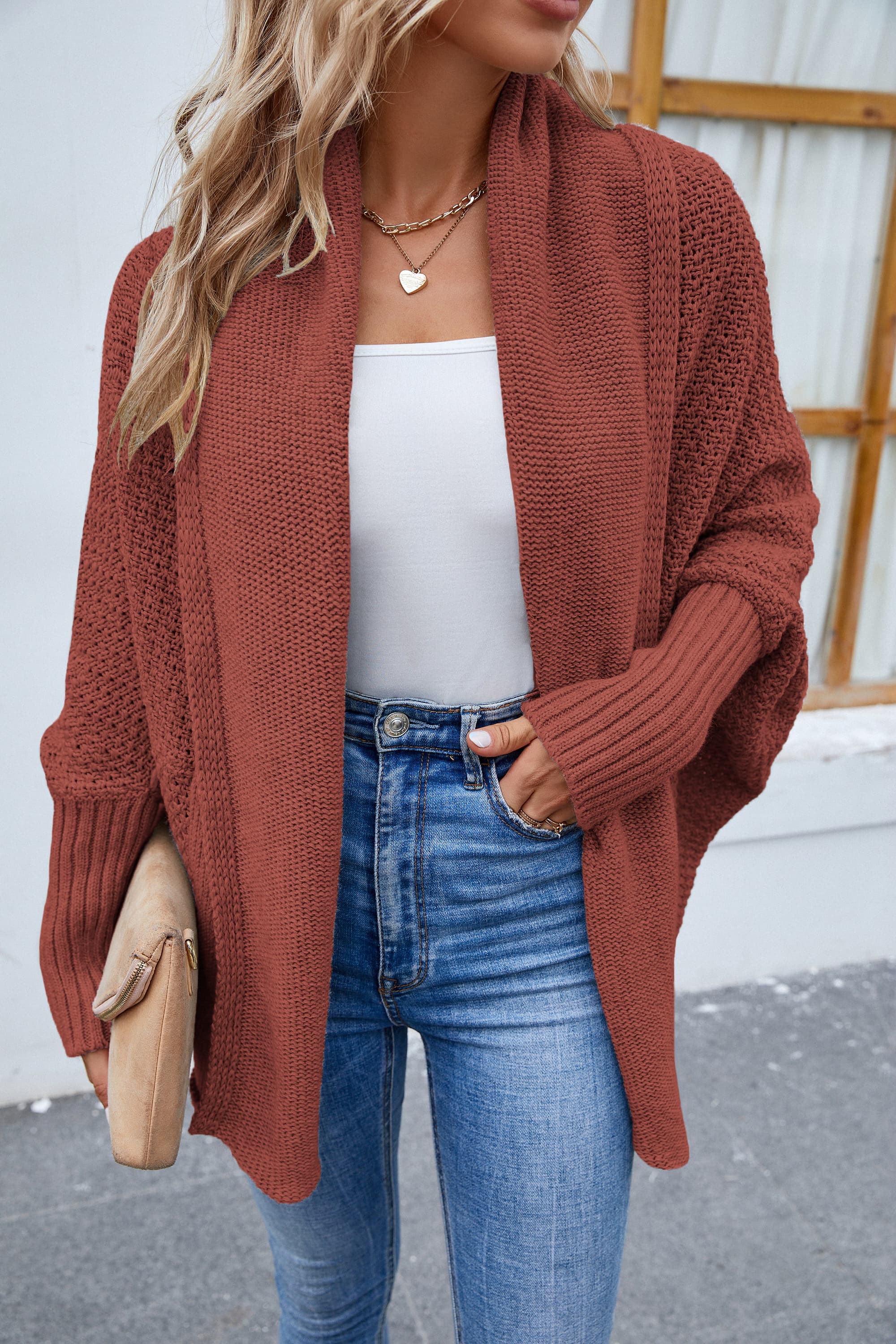 POSHOOT  AUTUMN OUTFITS    Open Front Long Sleeve Cardigan