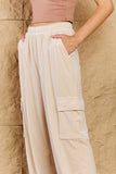 BACK TO SCHOOL   Chic For Days High Waist Drawstring Cargo Pants in Ivory