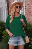BACK TO COLLEGE   Round Neck Dolman Sleeve Textured Blouse