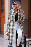 BACK TO COLLEGE   Plaid Button-Up Longline Shacket with Breast Pockets