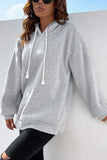 POSHOOT  AUTUMN OUTFITS     Side Zipper Dropped Shoulder Hoodie