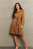 POSHOOT AUTUMN OUTFITS    Collared Neck Button Down Dress