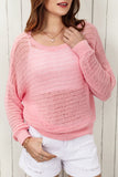 BACK TO COLLEGE   Openwork Round Neck Dropped Shoulder Knit Top