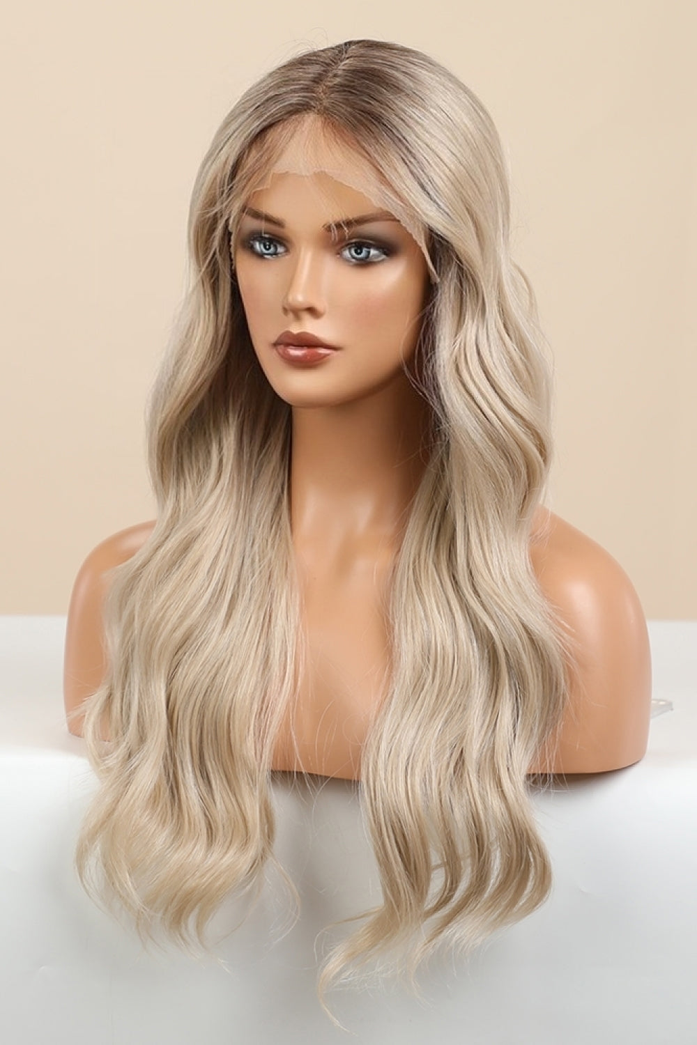 Poshoot   13*2" Wave Lace Front Synthetic Wigs in Gold 26" Long 150% Density