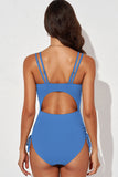 Poshoot  Tied Cutout Plunge One-Piece Swimsuit