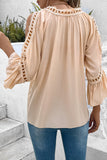 POSHOOT  fall outfits    Cutout Long Sleeve Round Neck Blouse
