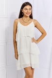 POSHOOT  Culture Code By The River Full Size Cascade Ruffle Style Cami Dress in Soft White