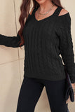 Back to school Cable-Knit Cold-Shoulder Long Sleeve Sweater