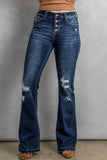 POSHOOT  fall outfits    Button Fly Distressed Bootcut Jeans
