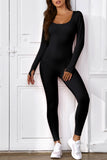 POSHOOT AUTUMN OUTFITS    Long Sleeve Scoop Neck Skinny Jumpsuit