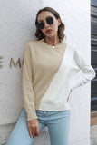 POSHOOT AUTUMN OUTFITS     Contrast Color Round Neck Long Sleeve Sweater