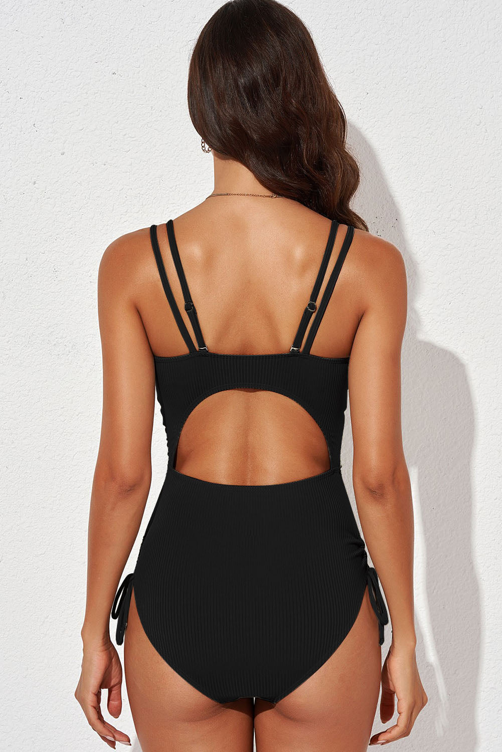 Poshoot  Tied Cutout Plunge One-Piece Swimsuit
