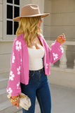 POSHOOT  AUTUMN OUTFITS     Floral Open Front Fuzzy Cardigan