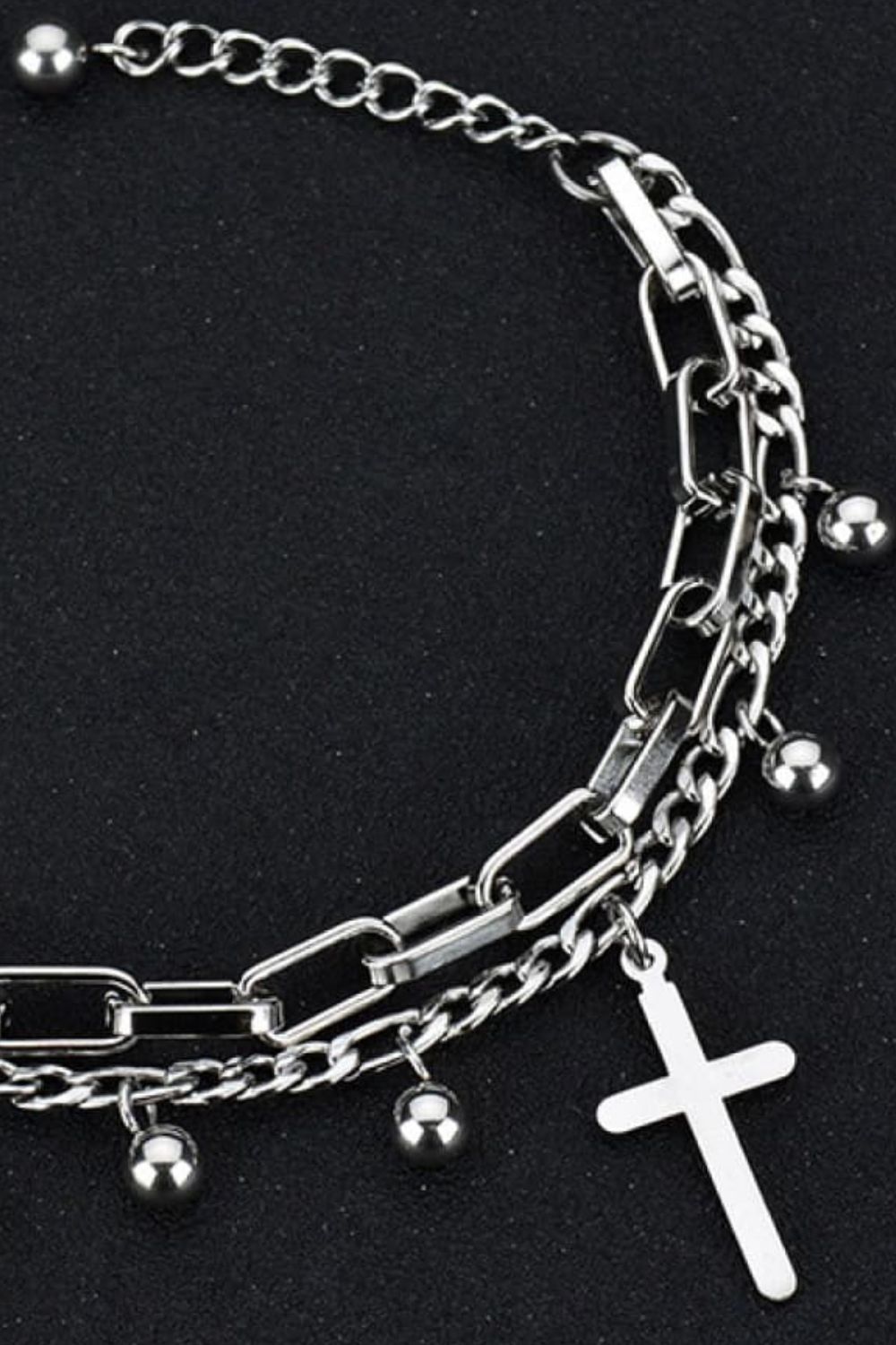 Poshoot  Cross Layered Stainless Steel Bracelet