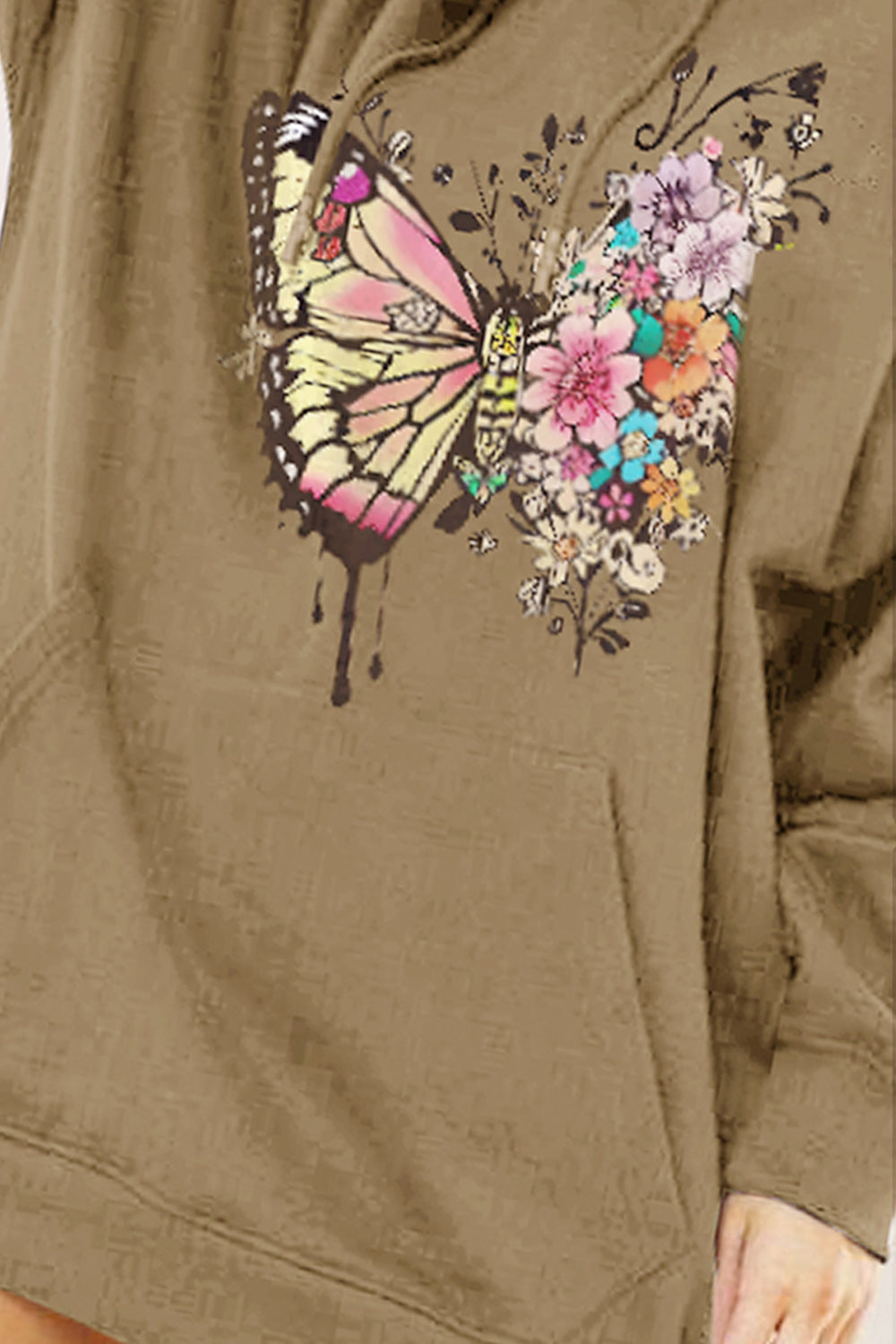 POSHOOT AUTUMN OUTFITS      Full Size Butterfly Graphic Dropped Shoulder Hoodie