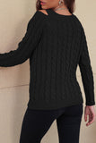 Back to school Cable-Knit Cold-Shoulder Long Sleeve Sweater